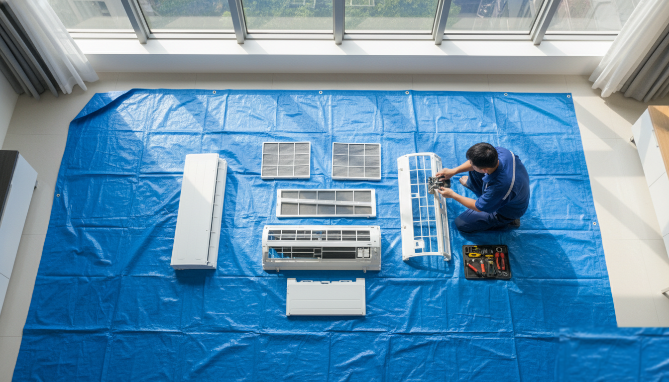 師傅拆解冷氣現場